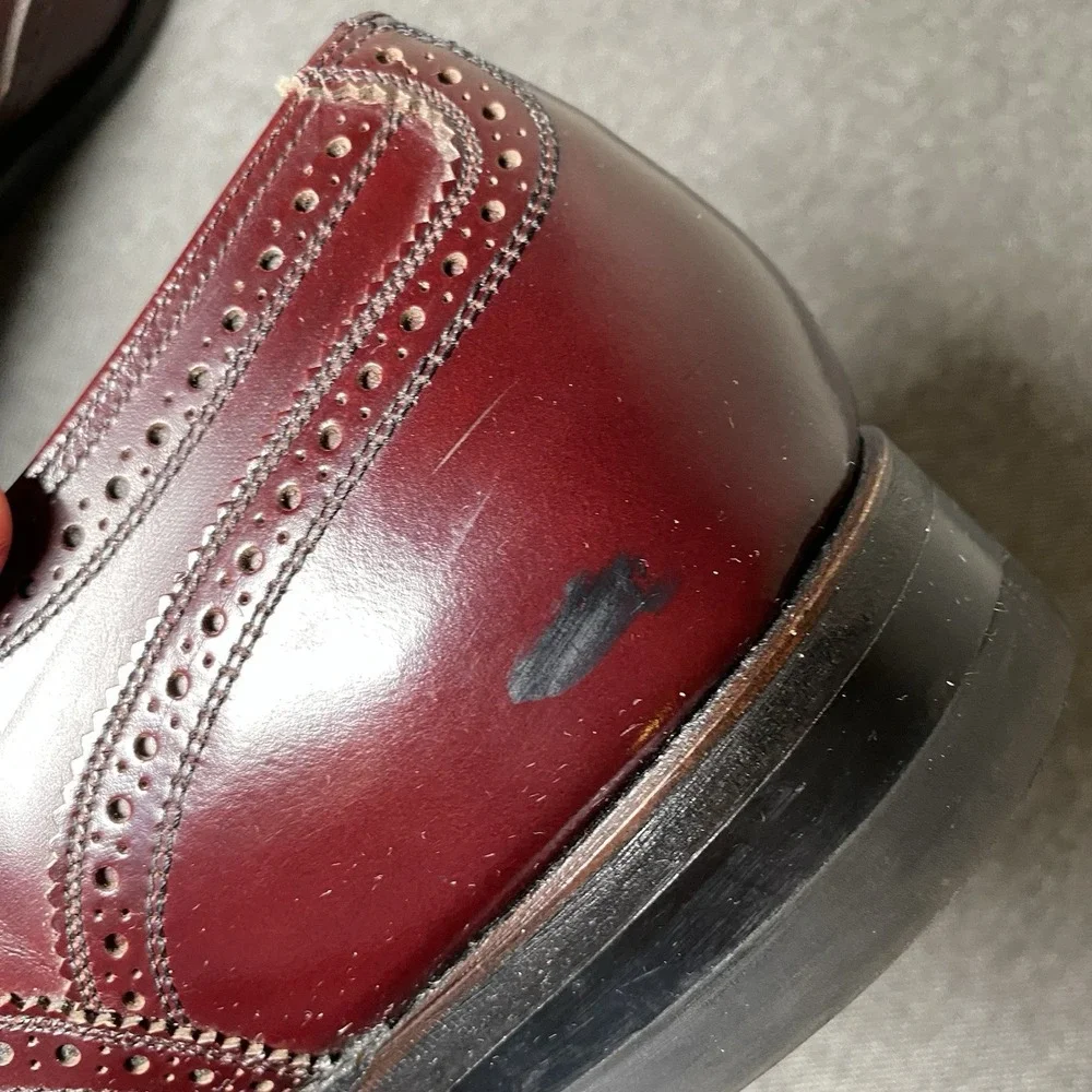 VTG Florsheim Imperial Shortwing Wingtip Oxford 11 EEE Burgundy Leather 93327